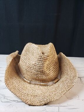 Nikki Beach 'Chrysta' Cowboy Style Raffia Straw Hat - Women's One Size